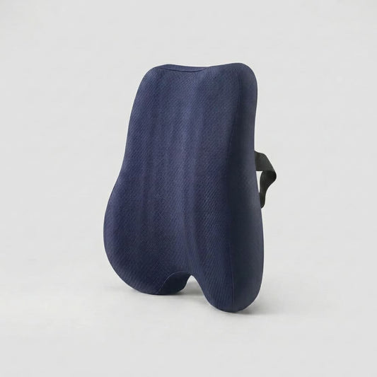 Coussin lombaire de bureau bleu vue de face