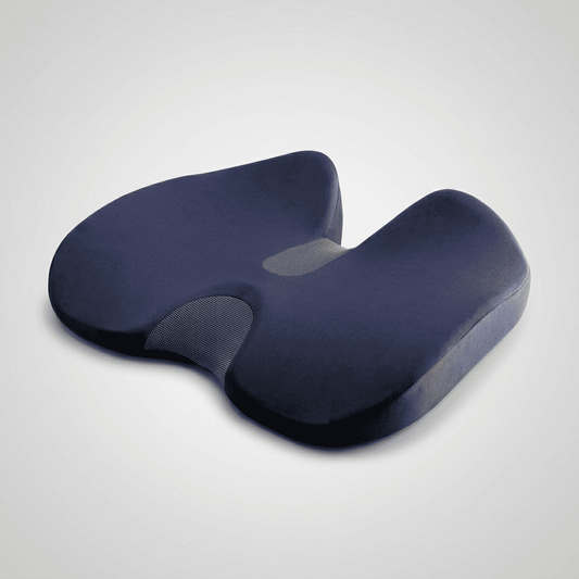 Coussin de siège voiture ergonomique en mousse mémoire de forme avec découpe coccyx — Nerua, bleu