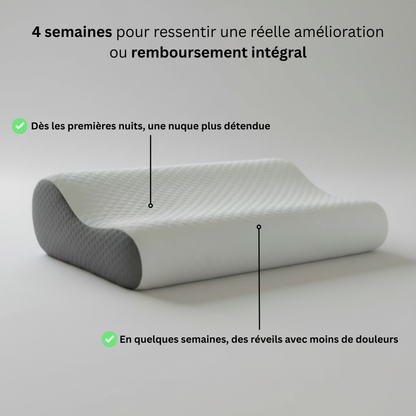 Garantie 4 semaines satisfait ou remboursé intégralement sur l'oreiller cervical ergonomique Nerua.