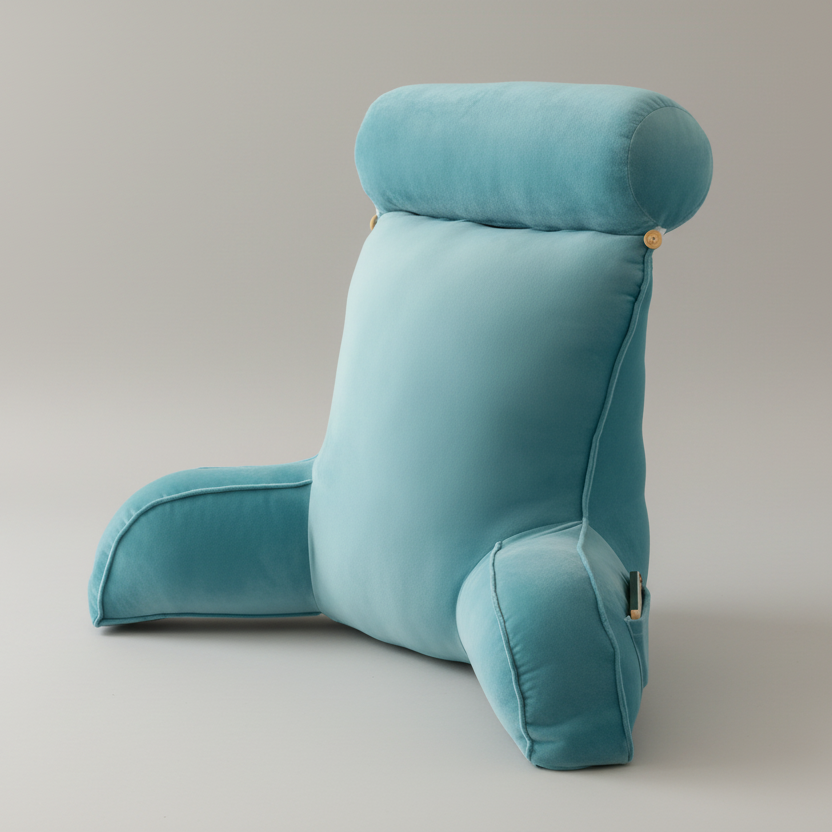 Coussin de lecture Confort vert Nerua fond blanc vue de face