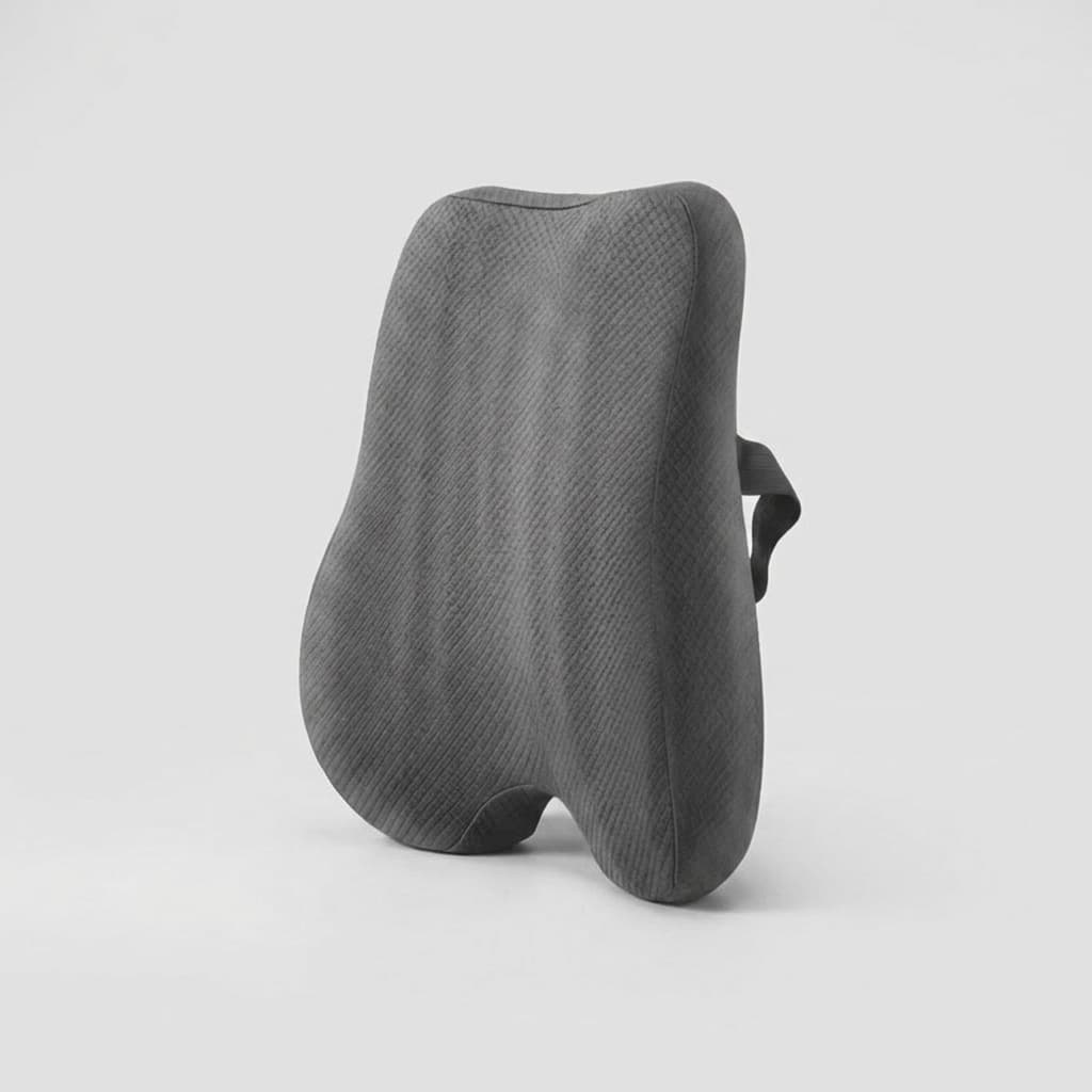 Coussin lombaire de bureau gris vue de face