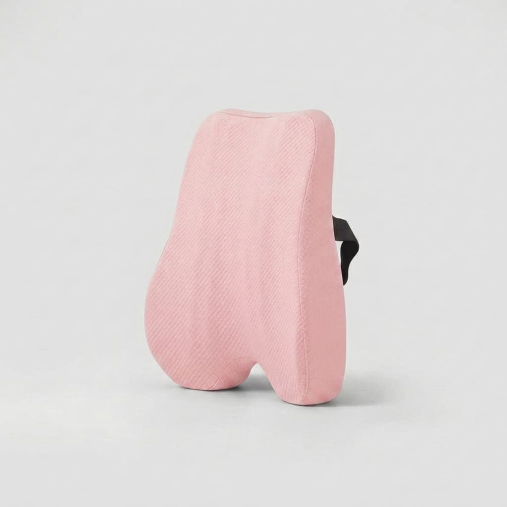 Coussin lombaire de bureau rose vue de face