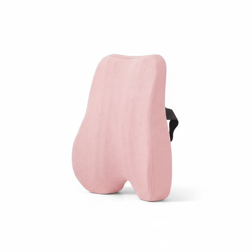 Coussin lombaire rose vue de face