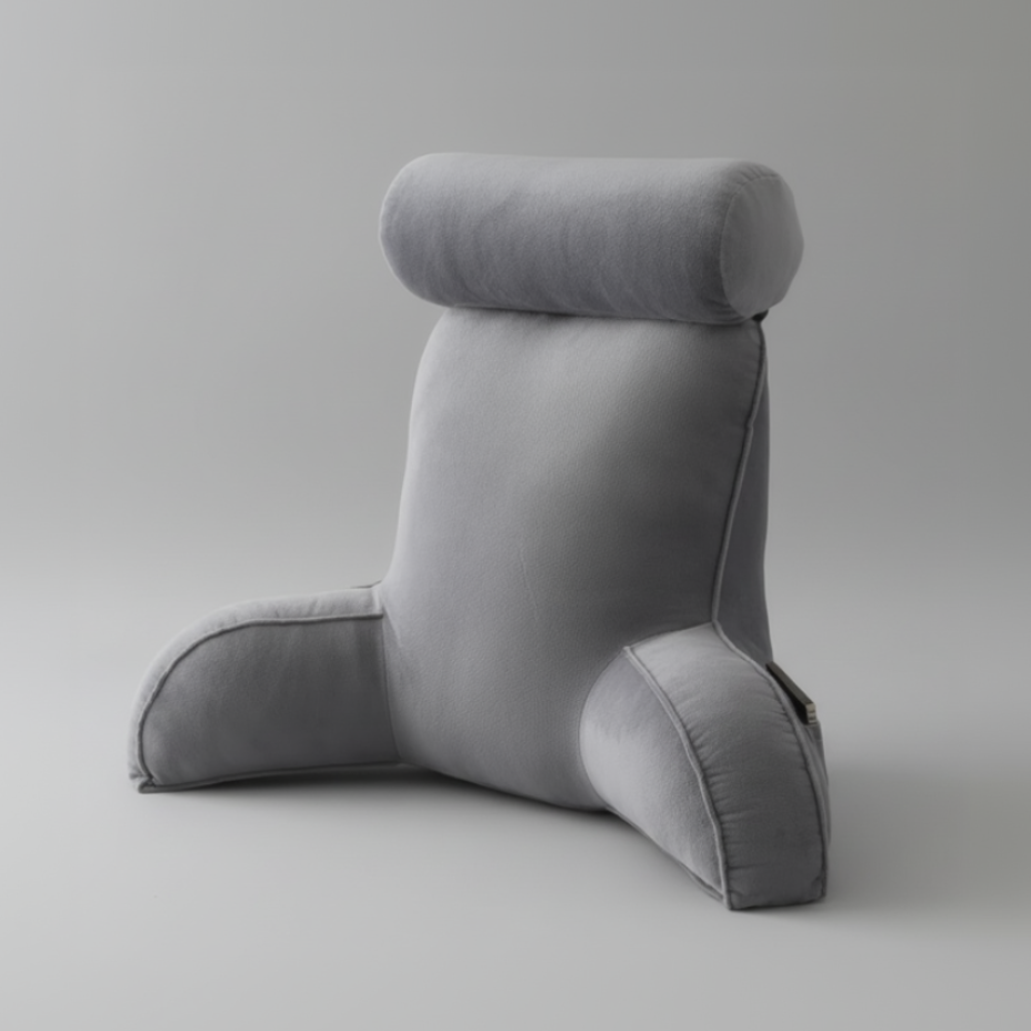 Coussin de lecture gris Confort Nerua fond blanc vue de face