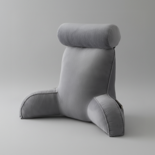 Coussin de lecture gris Confort Nerua fond blanc vue de face