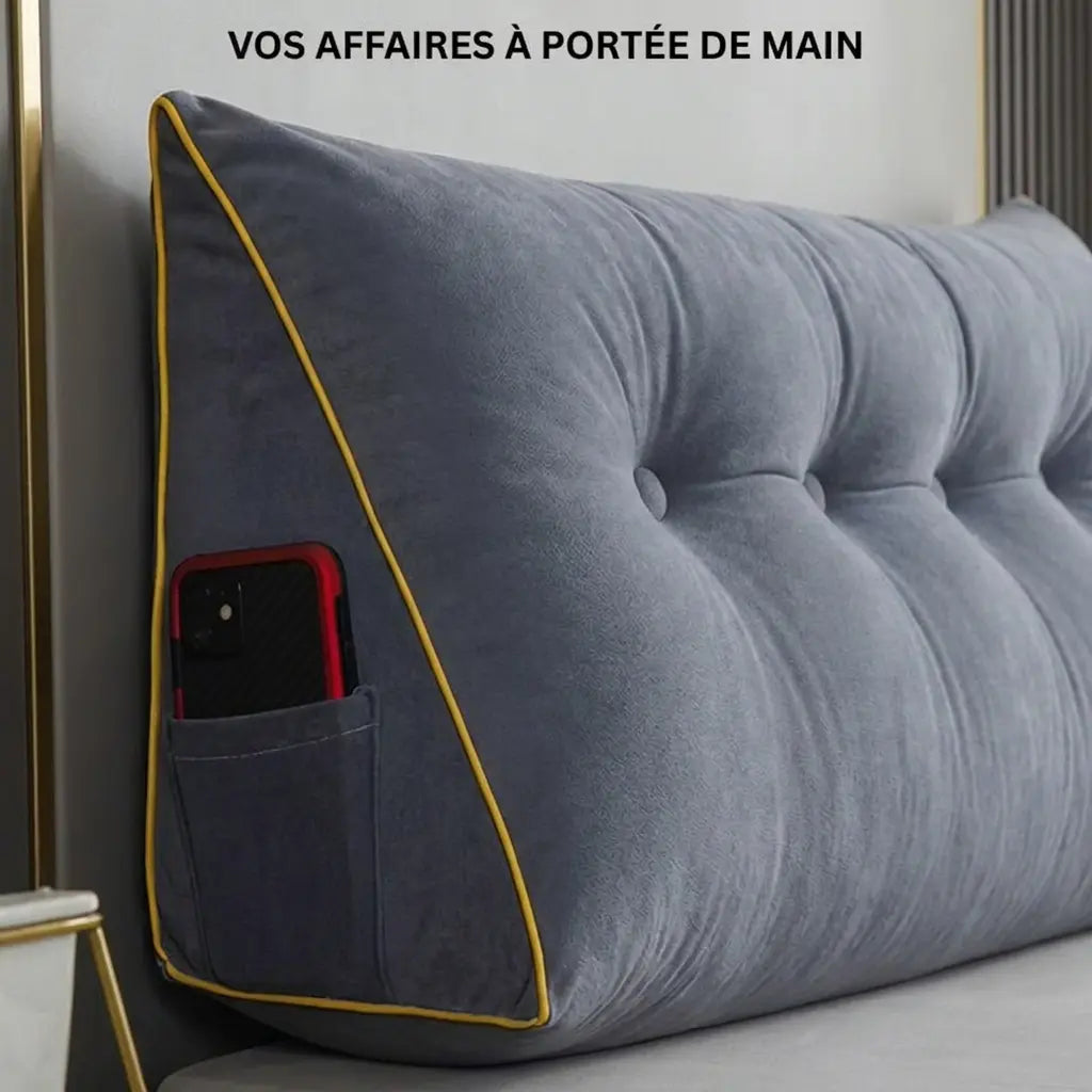 Poche latérale intégrée du coussin tête de lit de luxe avec téléphone rangé