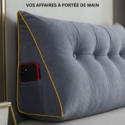Poche latérale intégrée du coussin tête de lit de luxe avec téléphone rangé