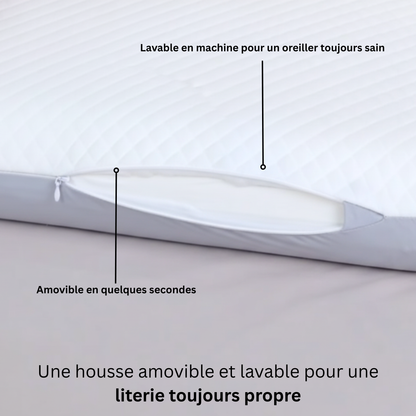 Housse amovible et lavable en machine de l'oreiller plat Nerua avec fermeture éclair pour une literie toujours propre.