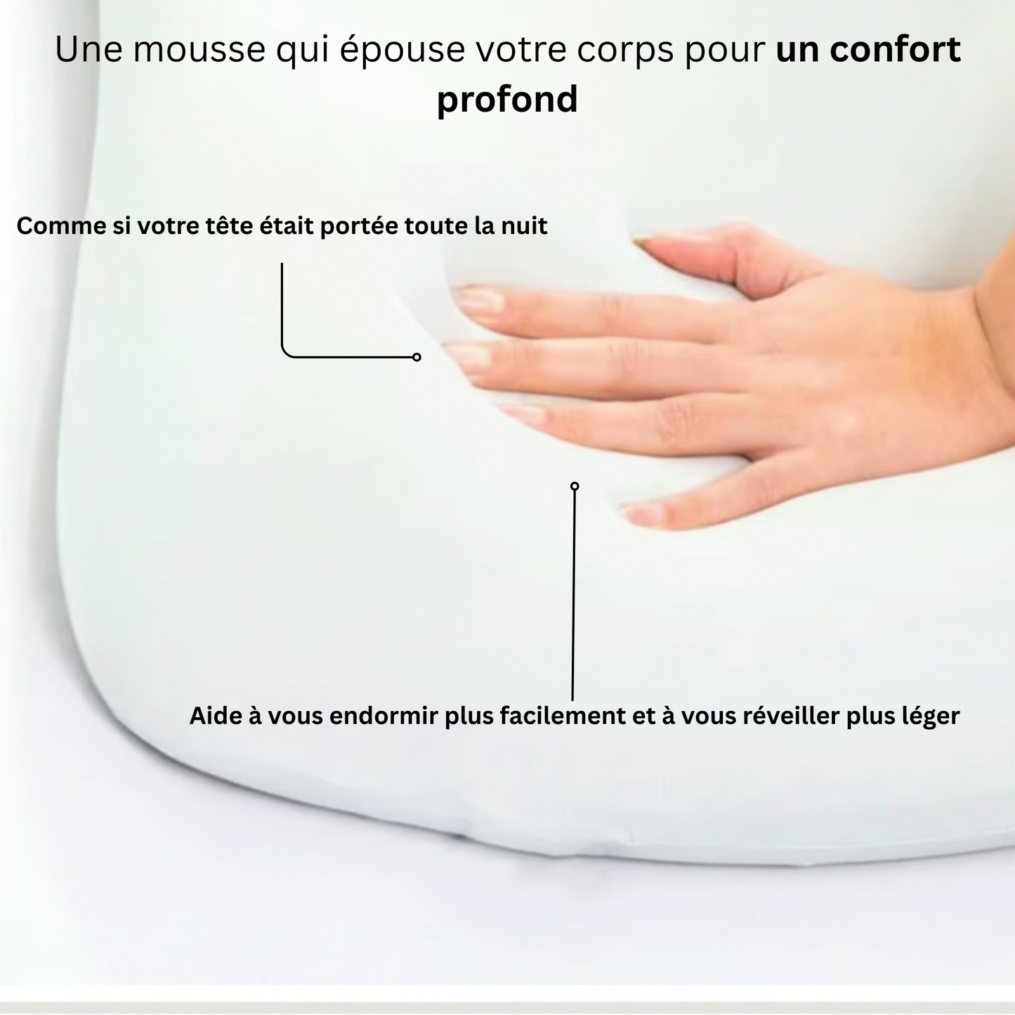 Mousse à mémoire de forme de l'oreiller cervical Plus Nerua qui épouse le corps pour un confort profond et un soutien constant.