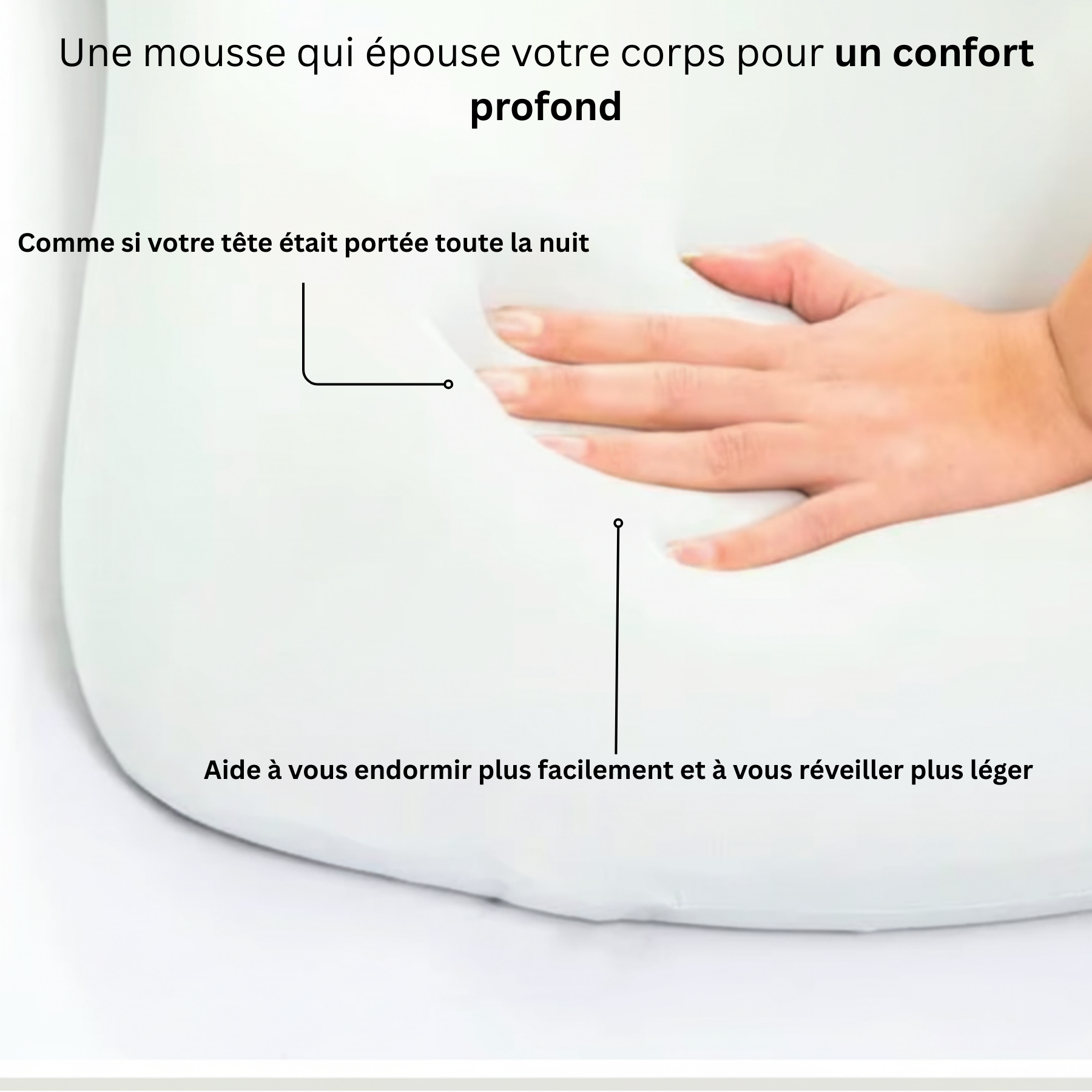 Mousse à mémoire de forme de l'oreiller cervical Plus Nerua qui épouse le corps pour un confort profond et un soutien constant.