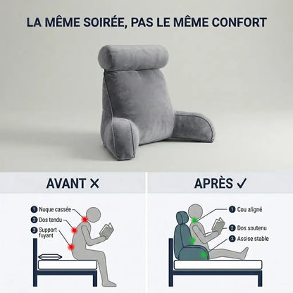 Comparaison posture avant après utilisation du coussin de lecture Nerua