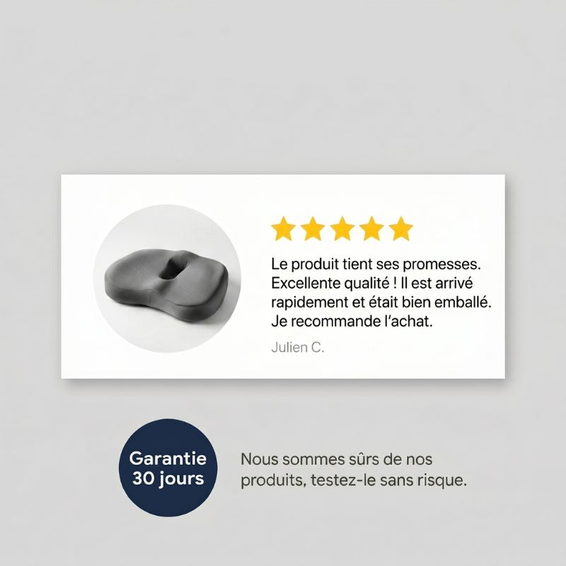 Coussin pour Chaise de Bureau — Mémoire de Forme et Découpe Coccyx | Vos Journées Assis sans Inconfort