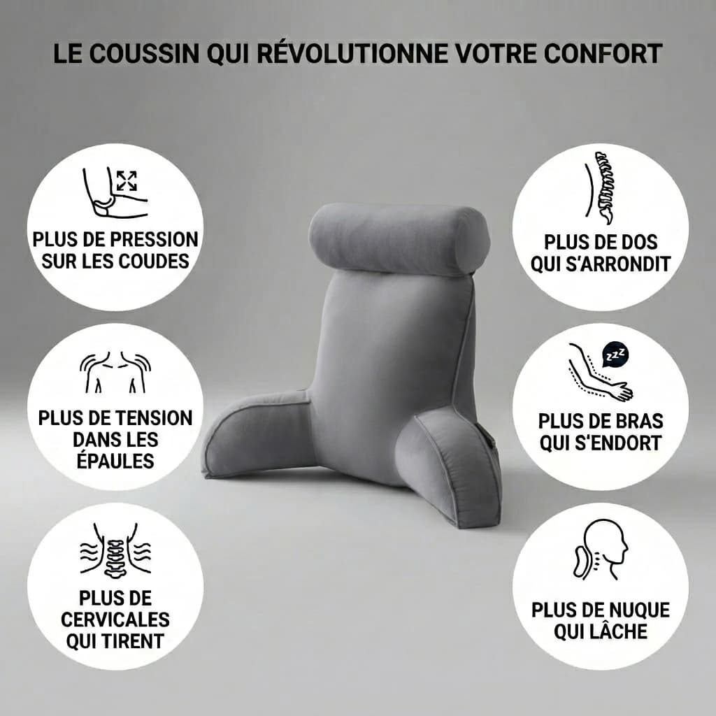 Coussin de lecture Nerua utilisé assis et allongé sur le ventre