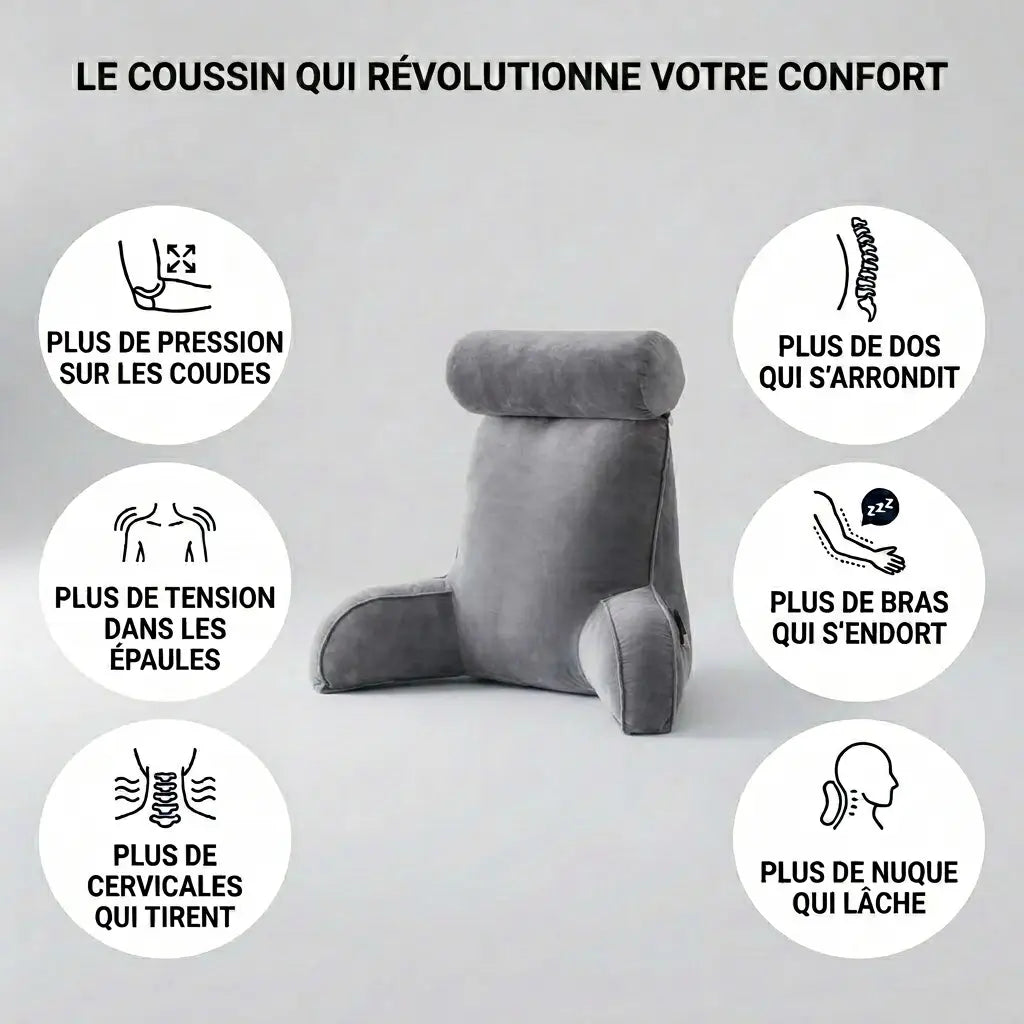 Coussin de lecture Nerua utilisé assis et allongé sur le ventre