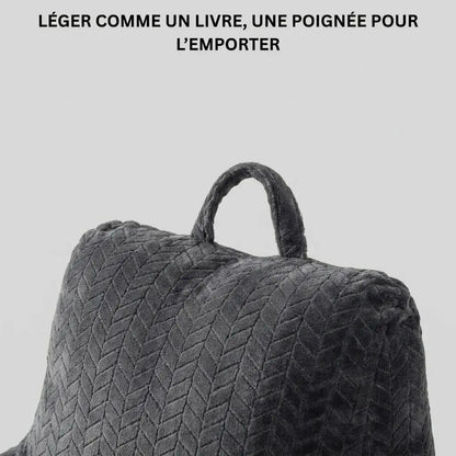 Coussin de lecture confort cosy léger et facile à déplacer — confort optimal au lit ou sur le canapé sans encombrement.