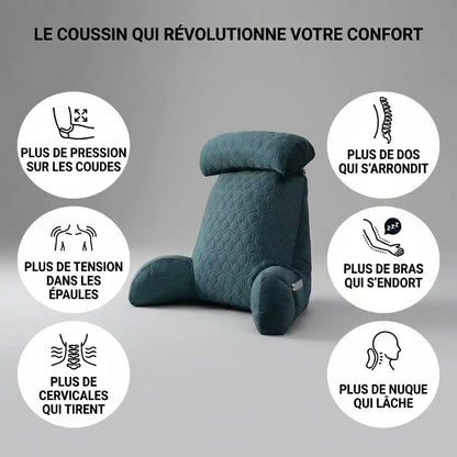 Coussin de lecture Confort Pro utilisé en position assise et allongé sur le ventre