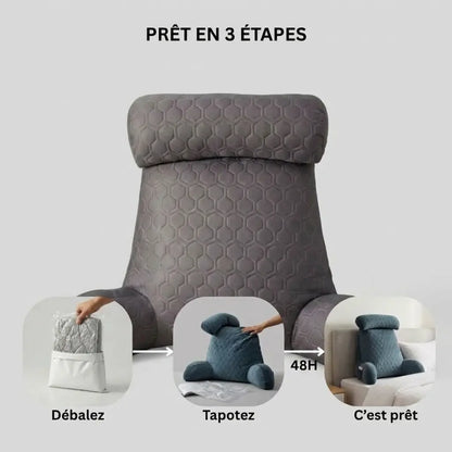 Guide d'utilisation du coussin de lecture confort pro réglage de l'appui-tête pour un soutien optimal du dos et de la nuque.