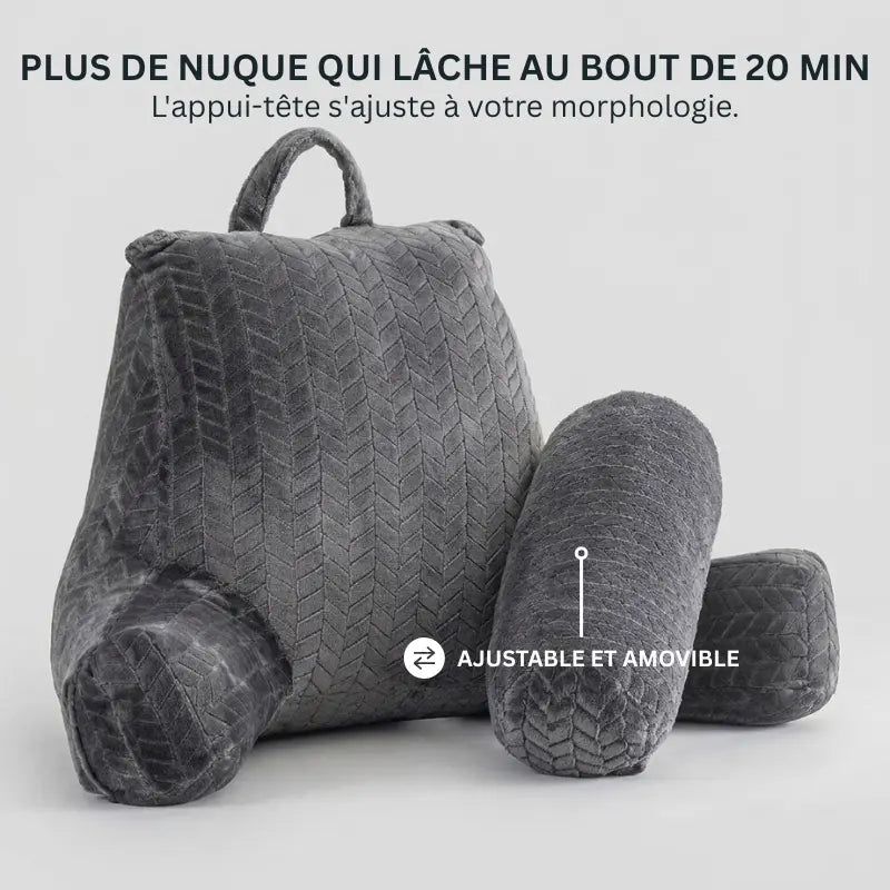 Détail du rouleau cervical amovible du coussin de lecture Confort Cosy