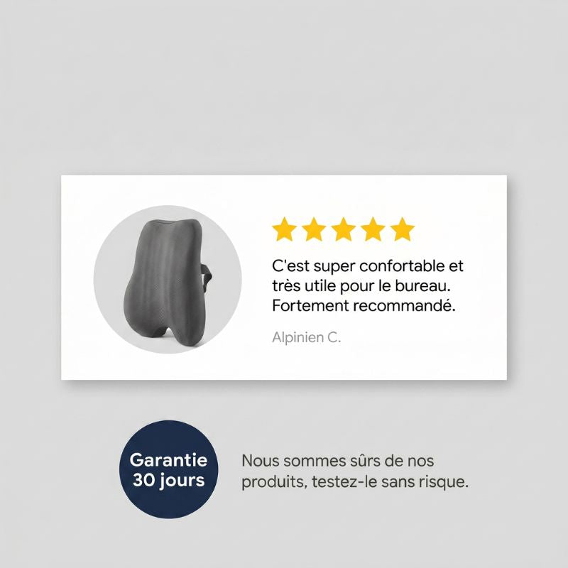 Coussin Lombaire de Bureau — Mémoire de Forme et Sangle Ajustable | Votre Dos ne Tire Plus en Fin de Journée