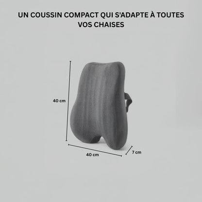 Dimensions du coussin lombaire ergonomique Nerua 40 x 40 x 7 cm conçu pour s'adapter à toutes les chaises