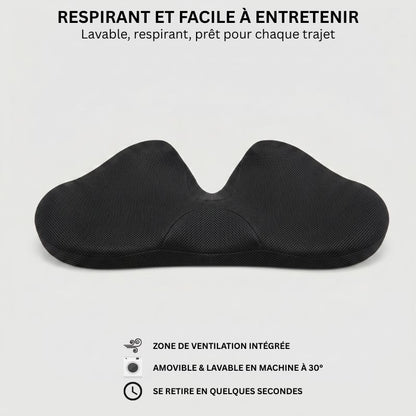 Coussin de siège voiture Nerua — housse lavable à fermeture éclair et zone de ventilation intégrée
