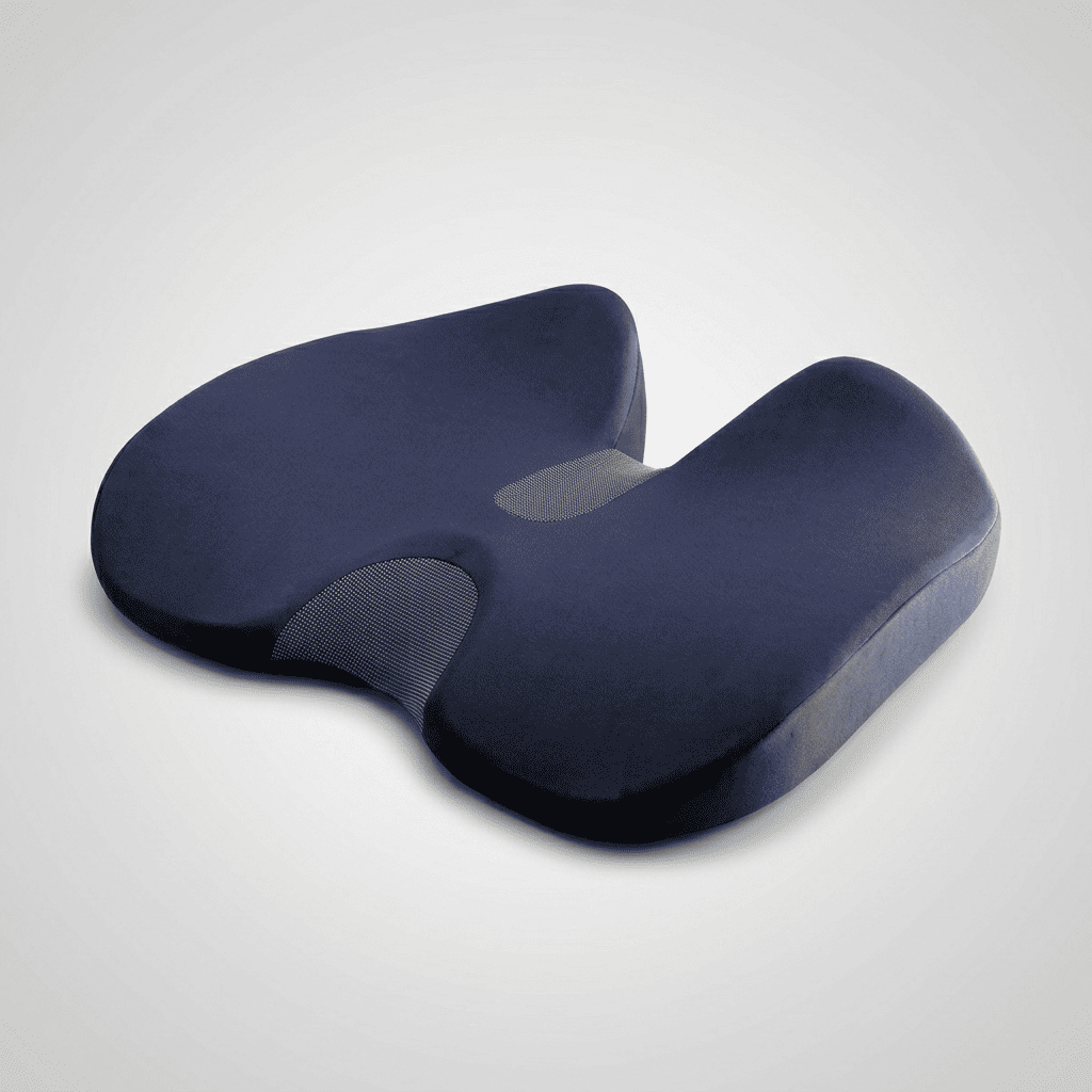 Coussin de siège voiture ergonomique en mousse mémoire de forme avec découpe coccyx — Nerua, bleu