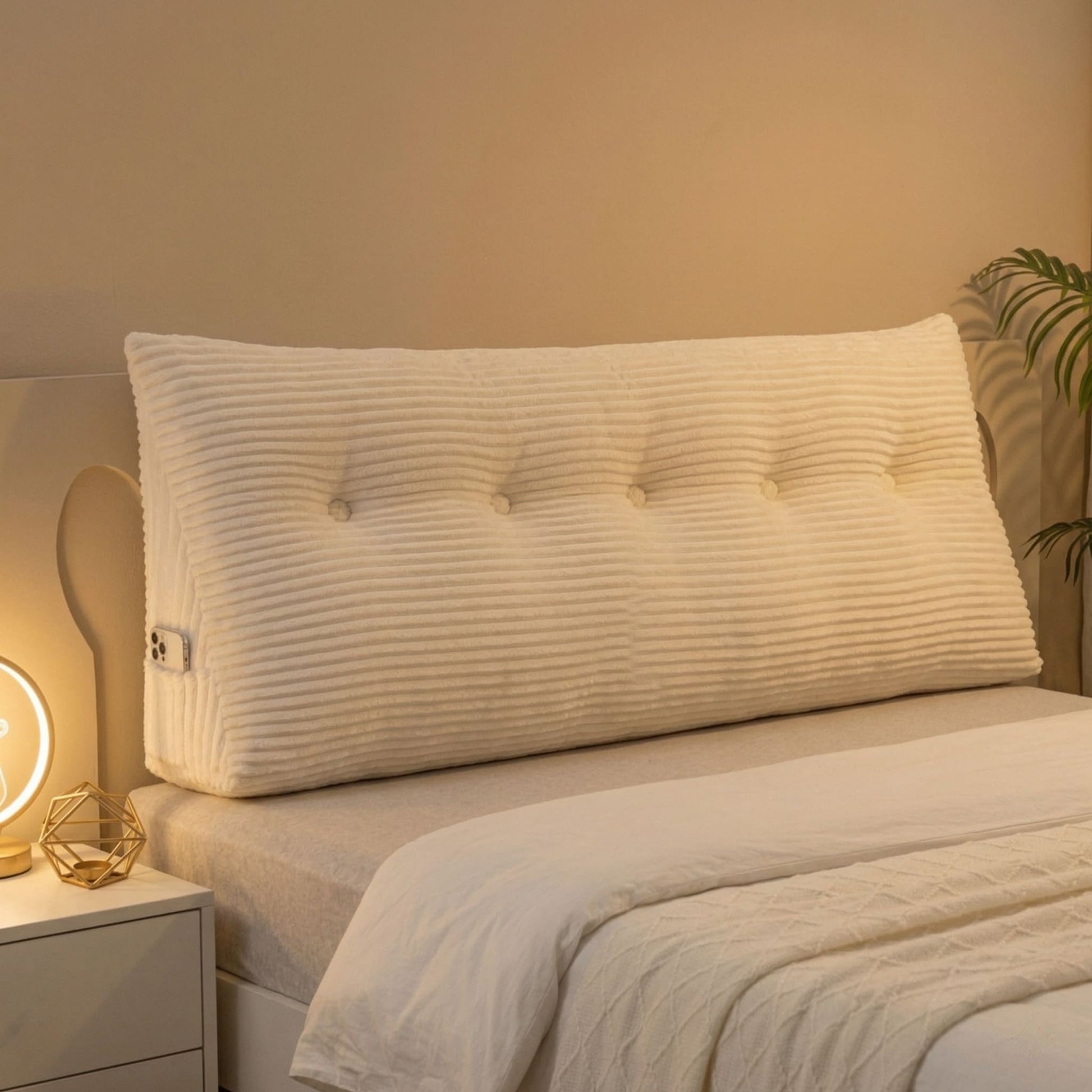 Tête de lit capitonnée Velours Beige 160 Luxa