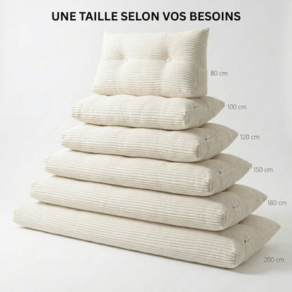 Coussin tête de lit disponible en 6 tailles — 80cm, 100 cm, 120cm et 150cm, 180cm, 200cm