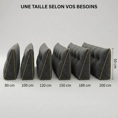 Coussin tête de lit disponible en 6 tailles — 80cm, 100 cm, 120cm et 150cm, 180cm, 200cm