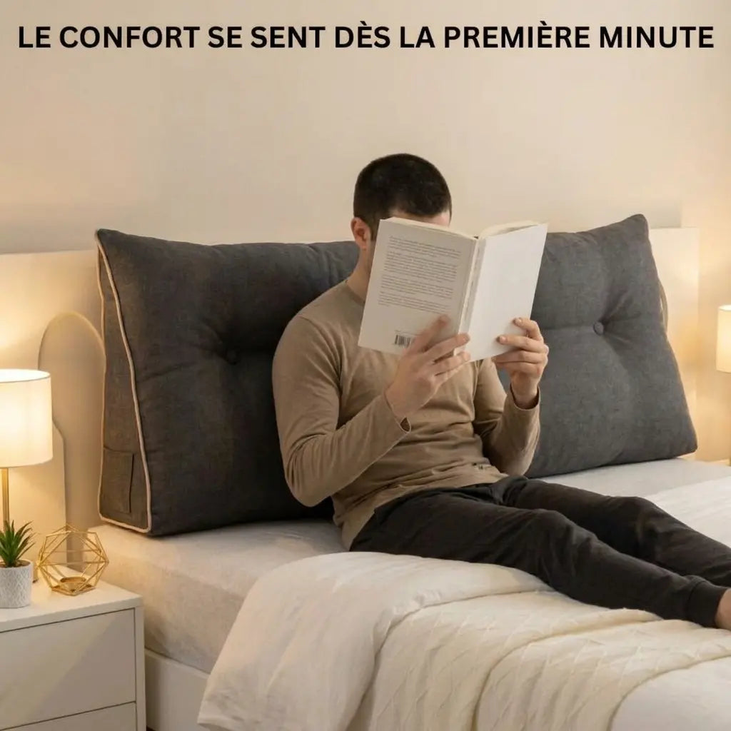 Photo lifestyle du coussin tête de lit luxe.