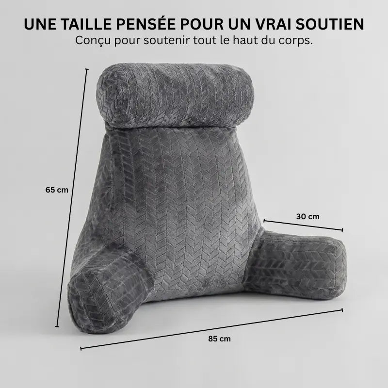 Dimensions du coussin de lecture Confort Cosy — conçu pour soutenir tout le haut du corps