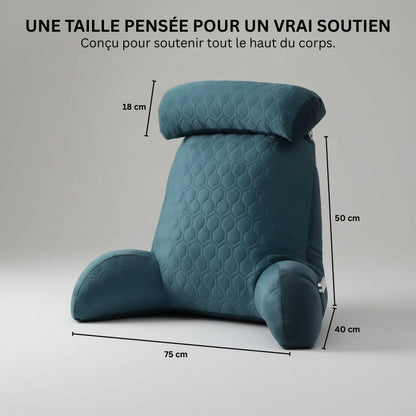 Dimensions du coussin de lecture Confort Pro — conçu pour soutenir tout le haut du corps