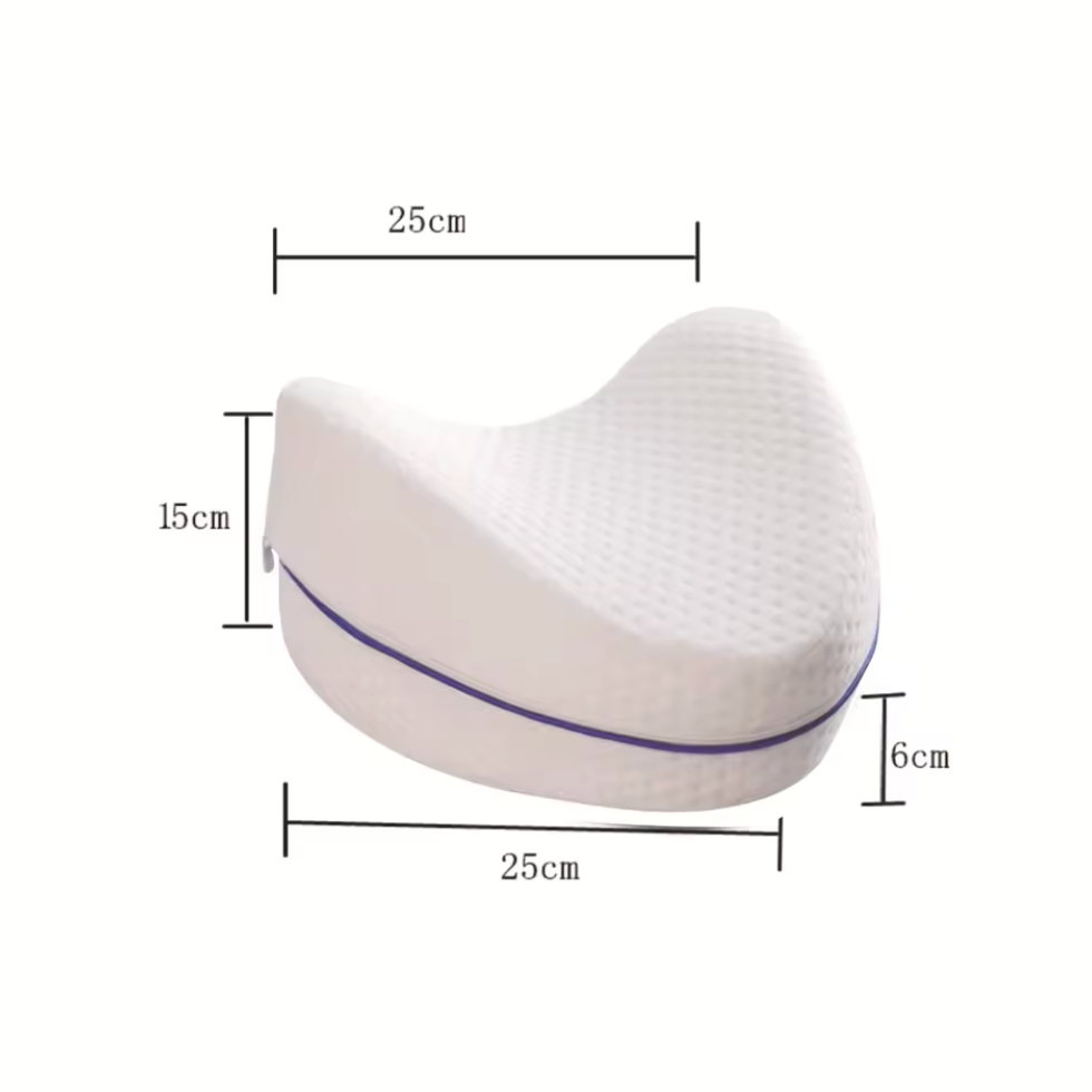 Dimensions du coussin de genoux ergonomique avec mesures précises pour un maintien optimal entre les jambes