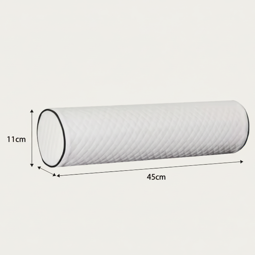 Dimensions de l'oreiller ergonomique cylindrique lui permettants d'être polyvalent.
