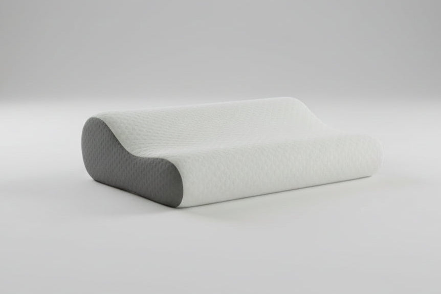 oreiller cervical ergonomique sur fond blanc