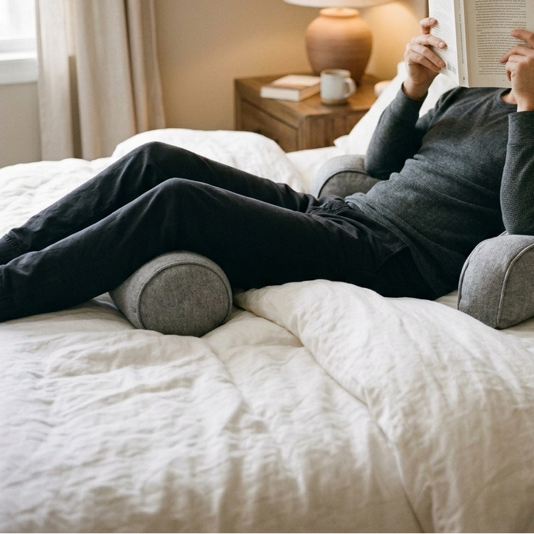 Rouleau cervical détachable du coussin de lecture Confort Pro utilisé comme soutien sous les genoux